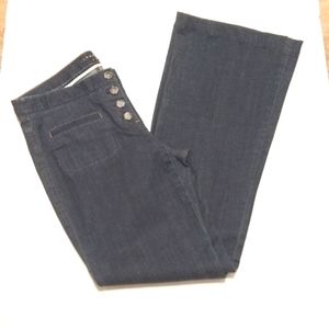 THEORY dark buttonfly flare leg jeans, 8